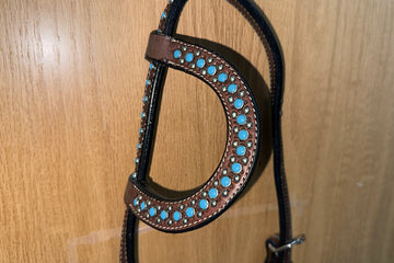 Bar H Equine Western Horse Genuine Leather One Ear Headstall Brown